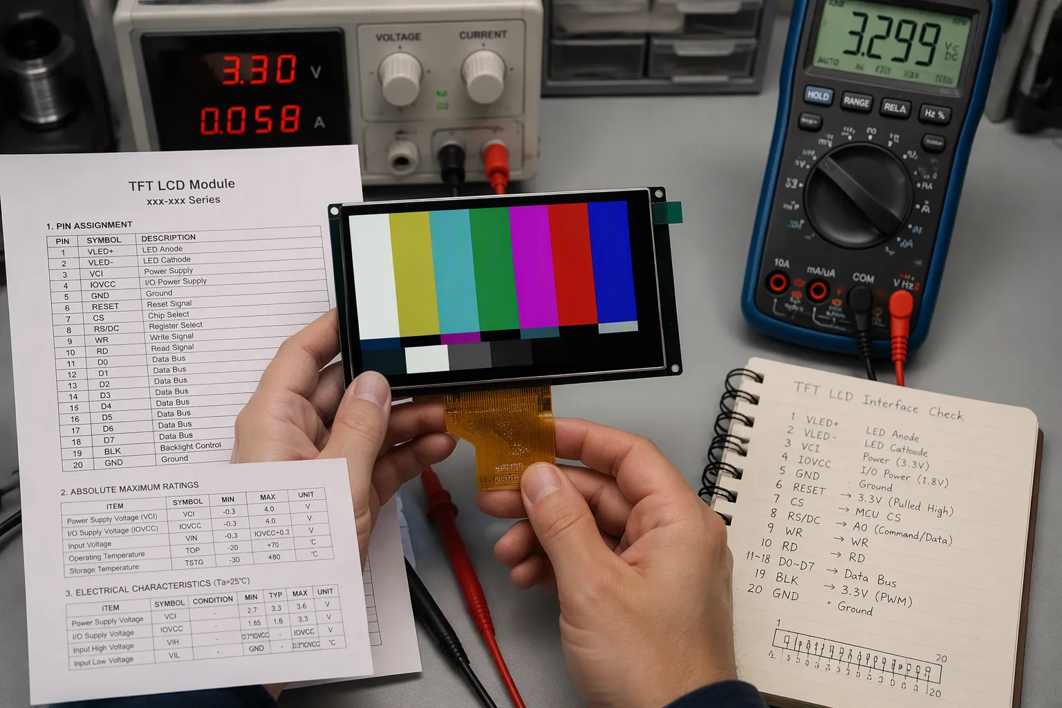 Decode the TFT LCD Interface and Power