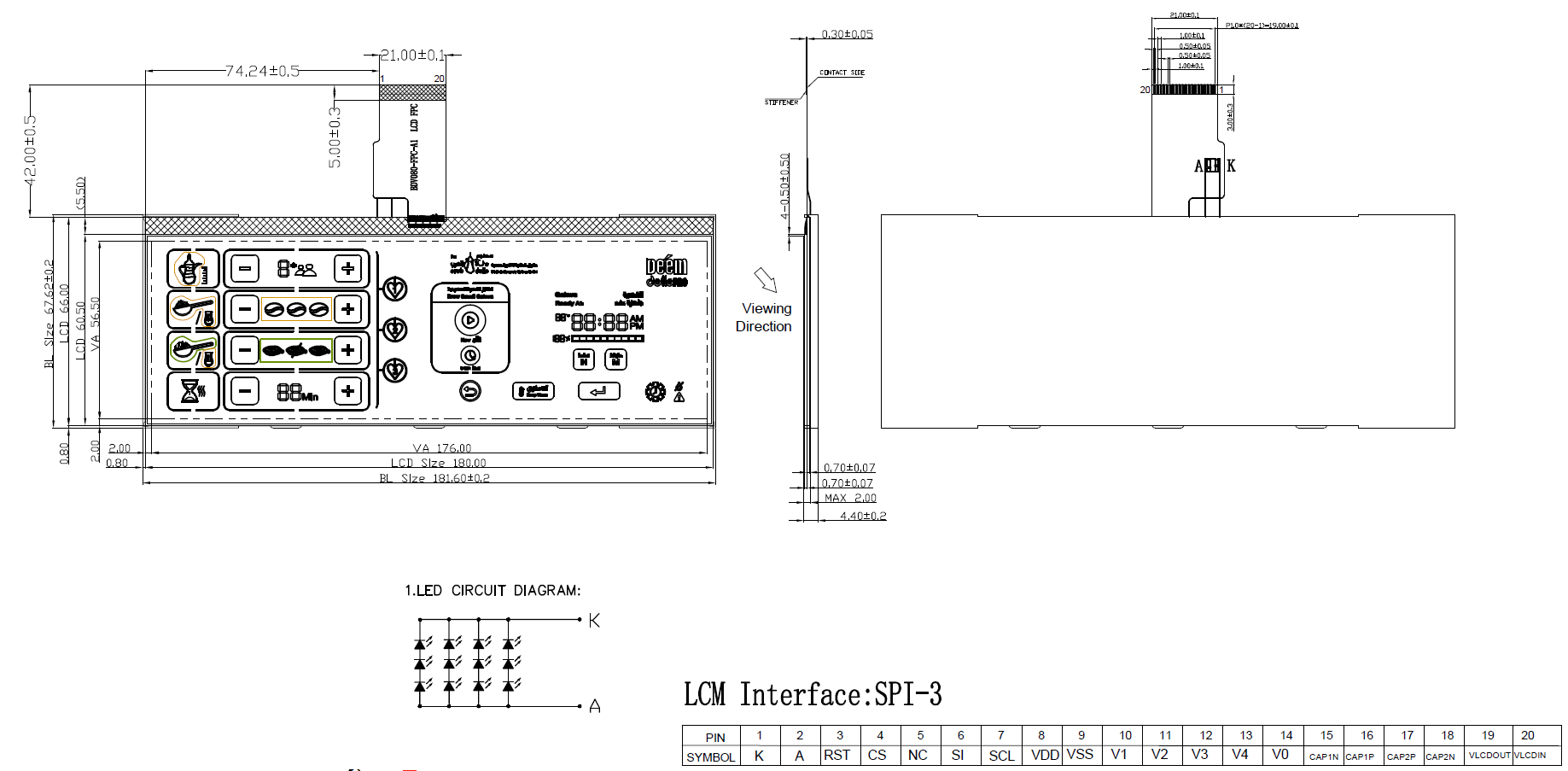 VATN Segment COG LCD module