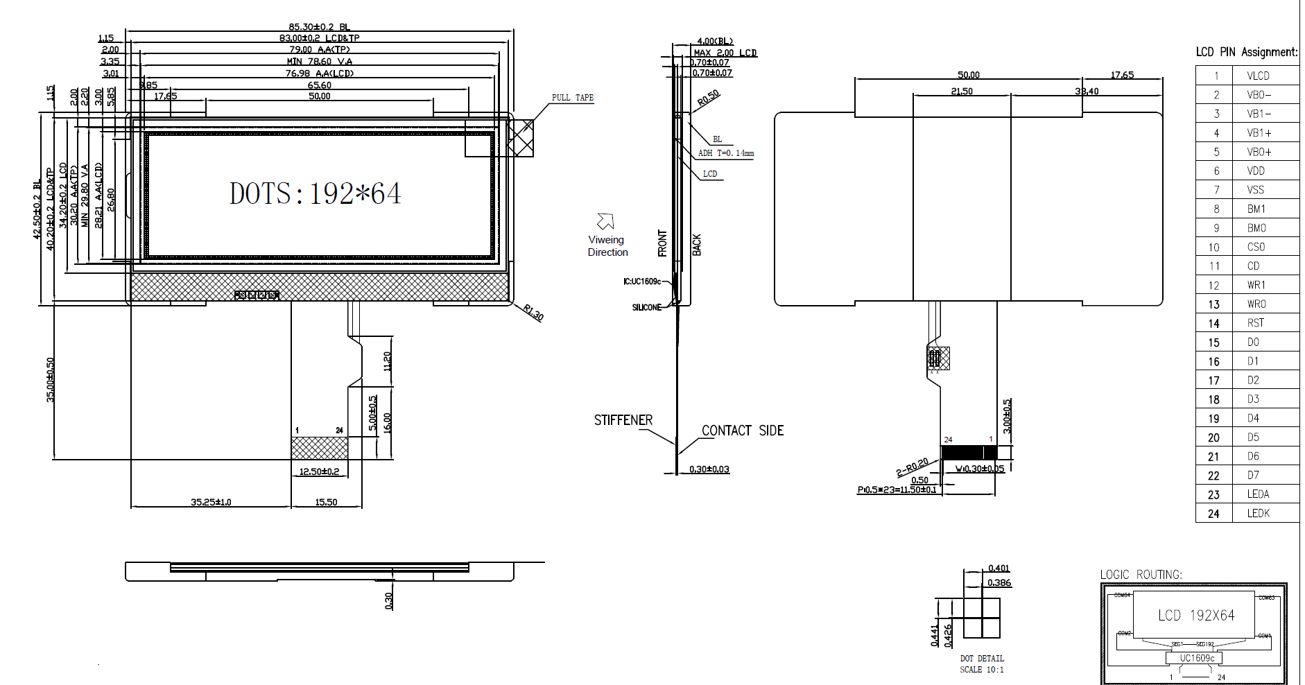 192*64 Graphic LCD Display