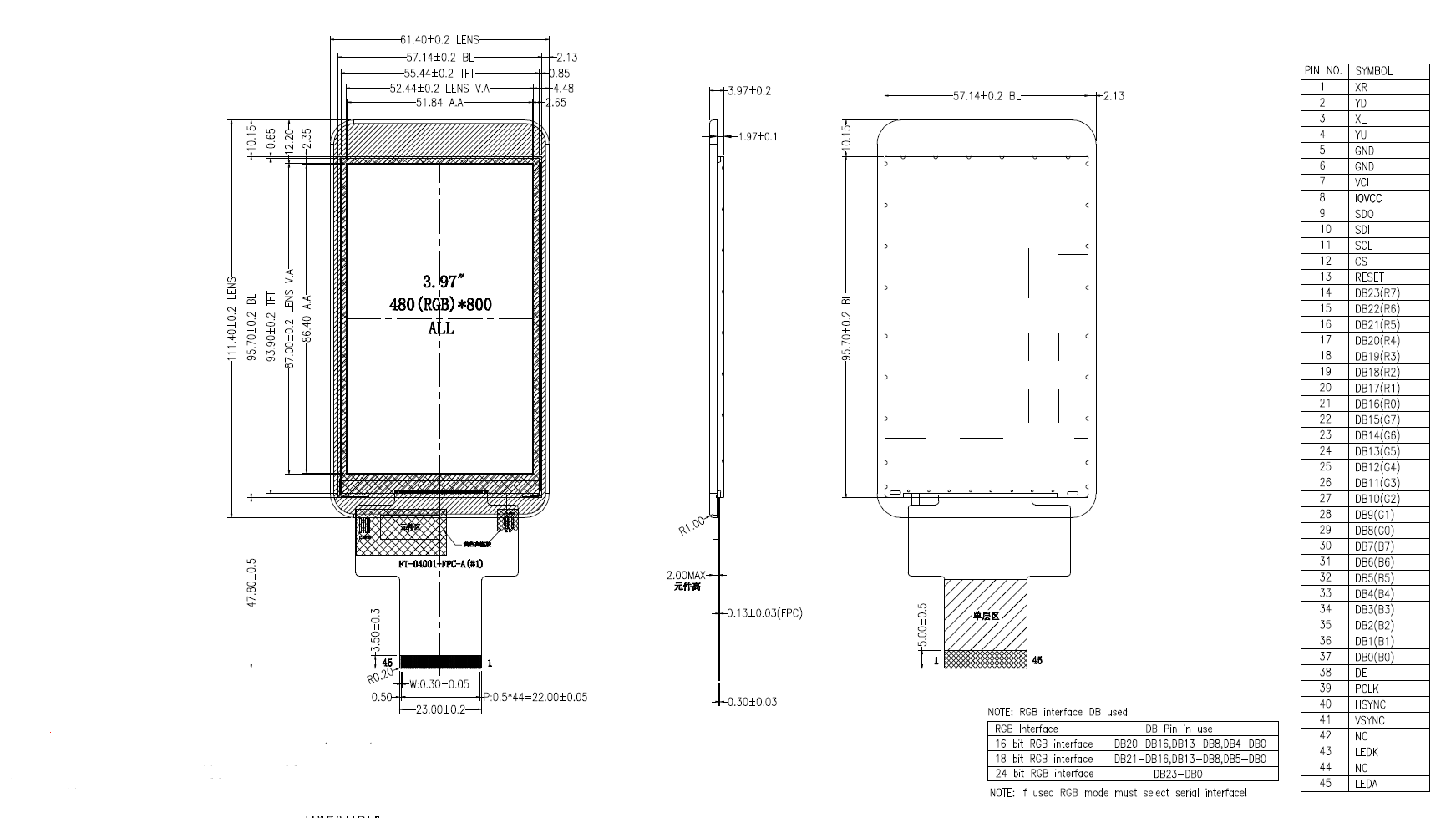 4.0 inch TFT LCD 480*800